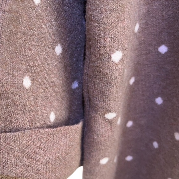 Womens Large Cynthia Rowley‎ Brown Taupe Cream Polka Dot Pullover Sweater - Picture 5 of 5